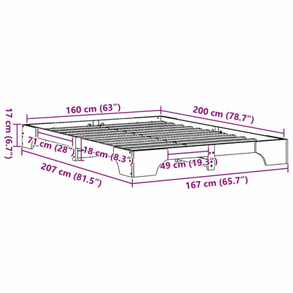 vidaXL Bed Frame White 160 x 200 cm Solid Pine Wood