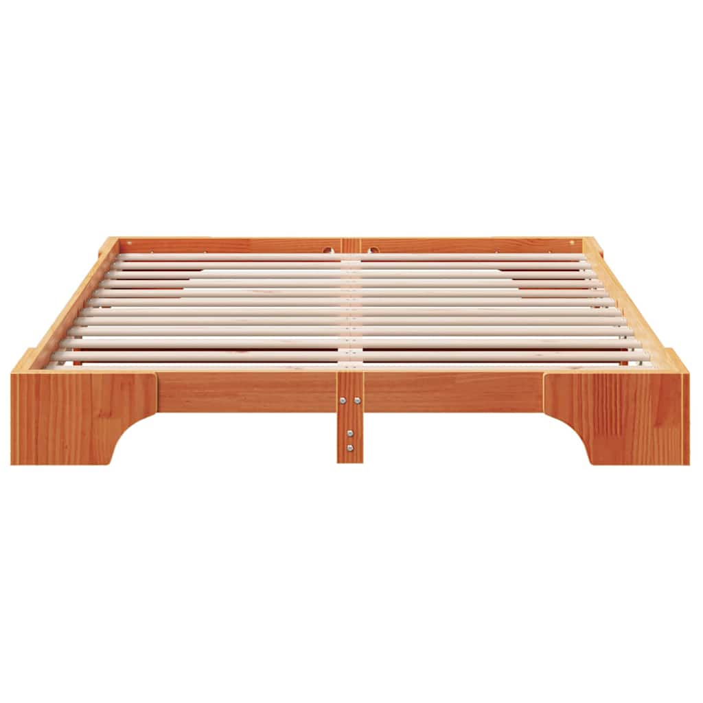 vidaXL Bed Frame Wax Brown 160 x 200 cm Solid Pine Wood