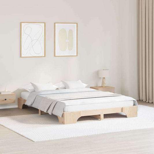vidaXL Bed Frame Natural 150 x 200 cm Solid Pine Wood