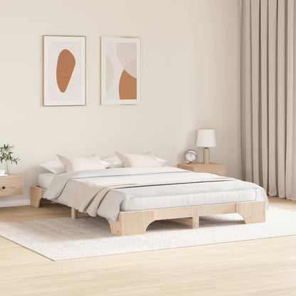 vidaXL Bed Frame Natural 150 x 200 cm Solid Pine Wood