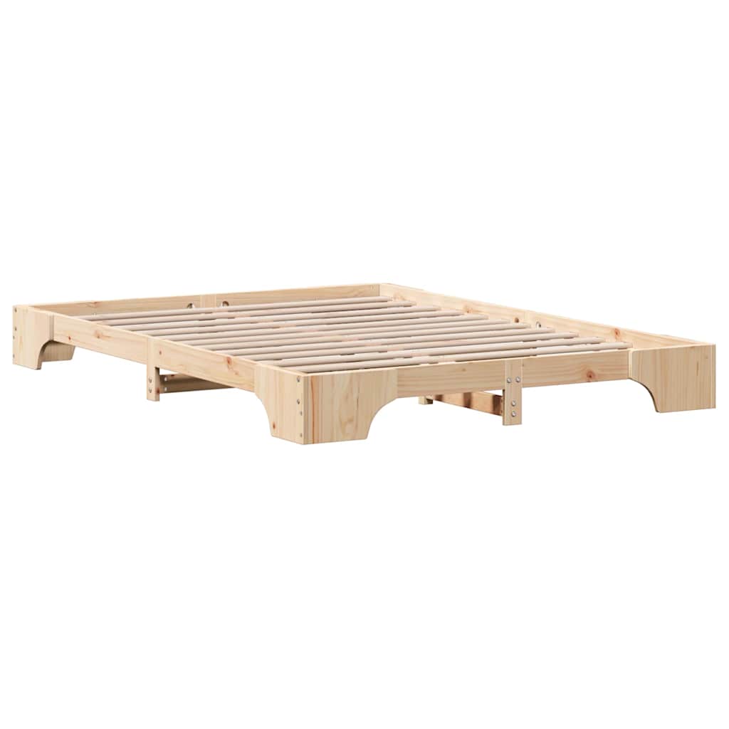 vidaXL Bed Frame Natural 150 x 200 cm Solid Pine Wood