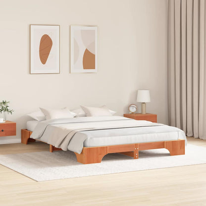 vidaXL Bed Frame Wax Brown 150 x 200 cm Solid Pine Wood
