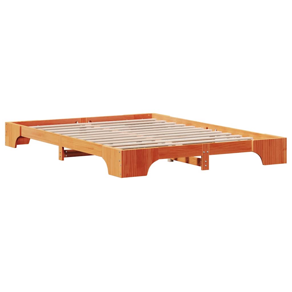 vidaXL Bed Frame Wax Brown 150 x 200 cm Solid Pine Wood