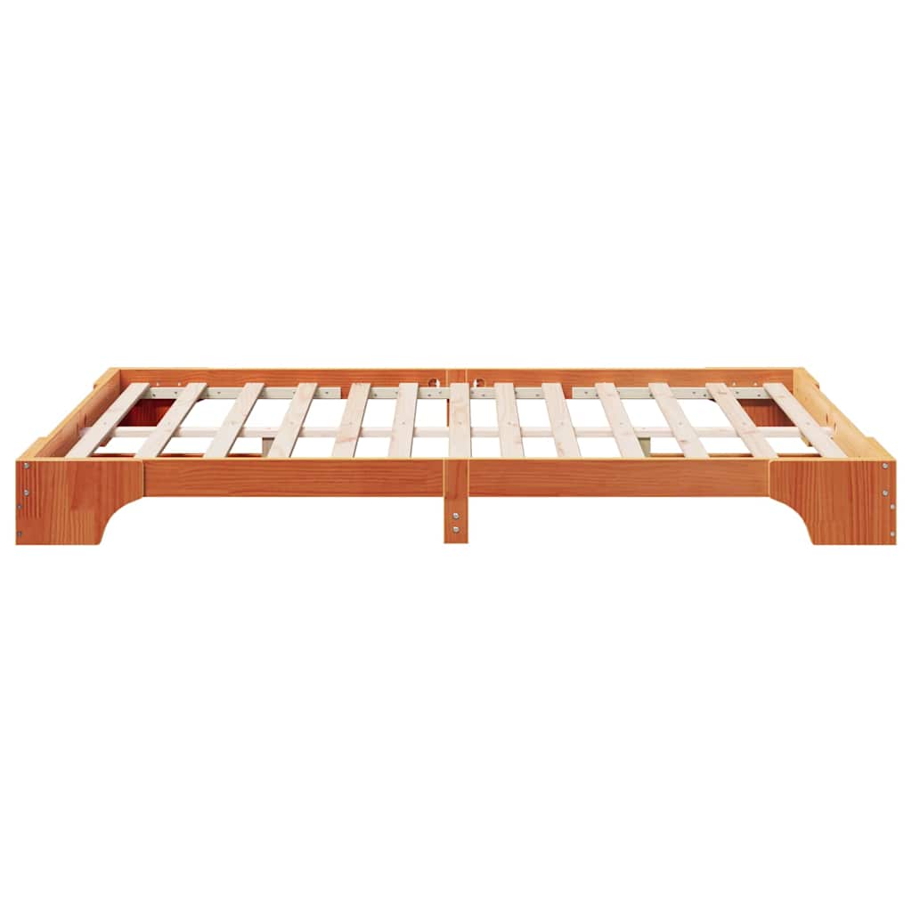 vidaXL Bed Frame Wax Brown 150 x 200 cm Solid Pine Wood