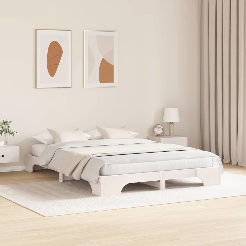 vidaXL Bed Frame White 140 x 200 cm Solid Pine Wood