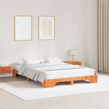 vidaXL Bed Frame Wax Brown 140 x 200 cm Solid Pine Wood