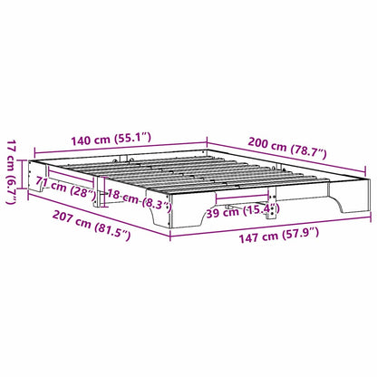 vidaXL Bed Frame Wax Brown 140 x 200 cm Solid Pine Wood