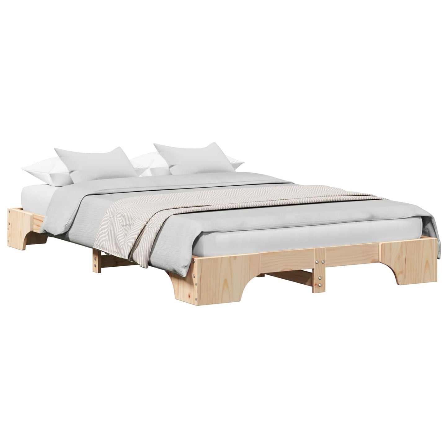 vidaXL Bed Frame Natural 120 x 200 cm Solid Pine Wood
