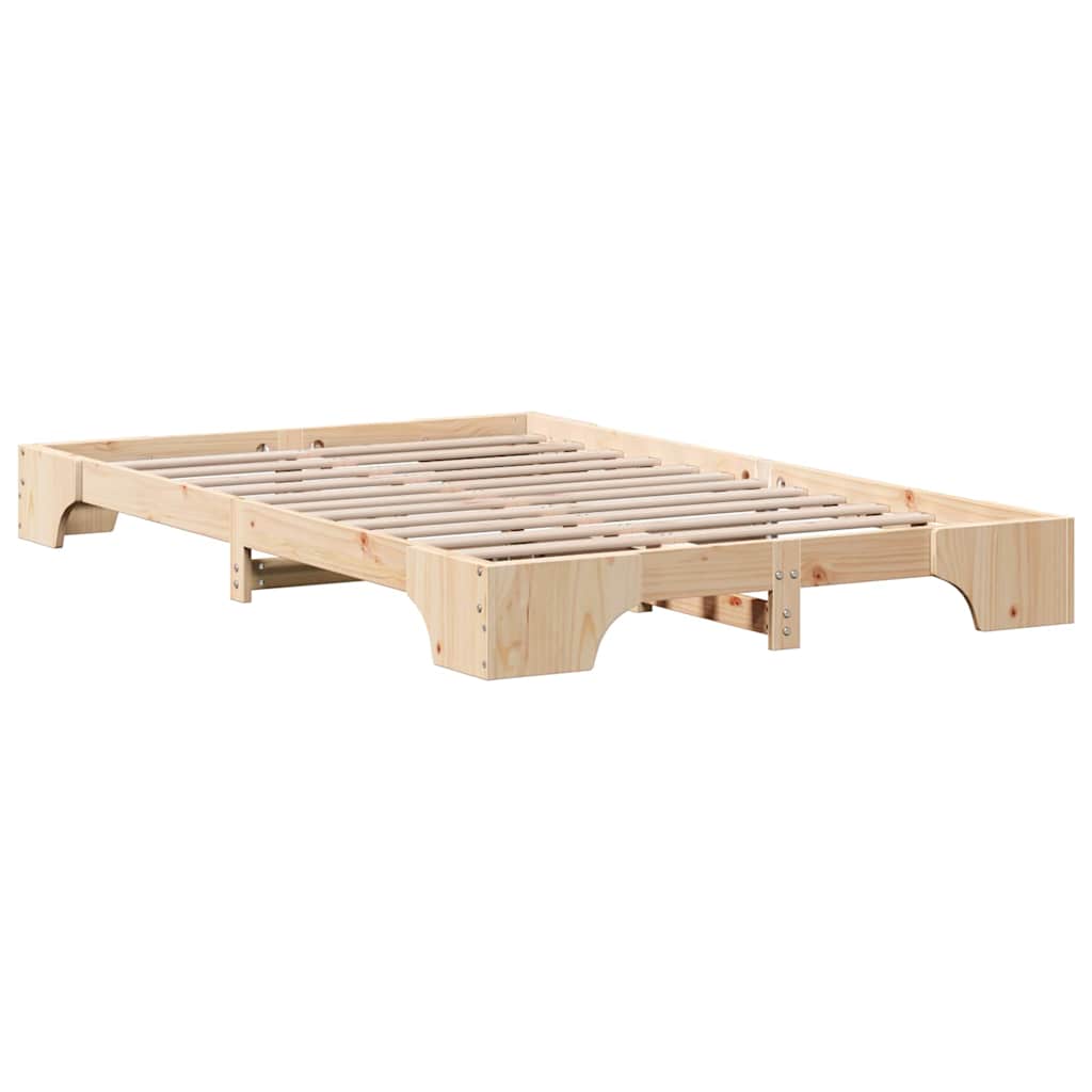 vidaXL Bed Frame Natural 120 x 200 cm Solid Pine Wood