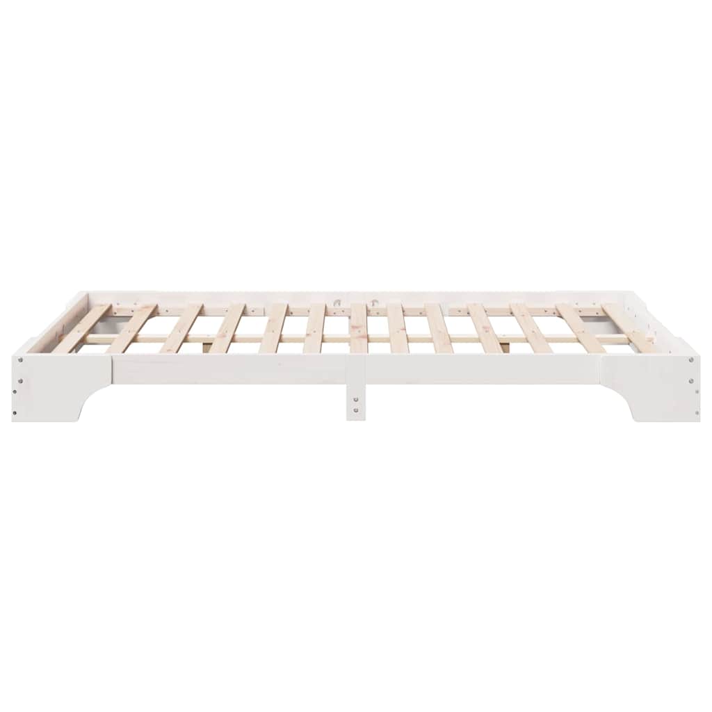 vidaXL Bed Frame White 120 x 200 cm Solid Pine Wood