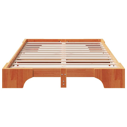 vidaXL Bed Frame Wax Brown 120 x 200 cm Solid Pine Wood
