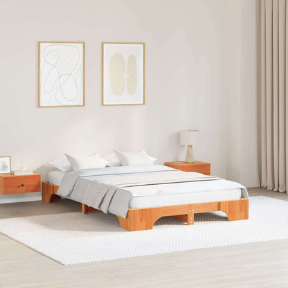 vidaXL Bed Frame Wax Brown 140 x 190 cm Solid Pine Wood