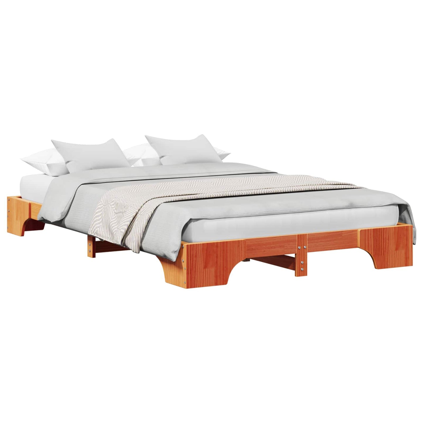 vidaXL Bed Frame Wax Brown 140 x 190 cm Solid Pine Wood