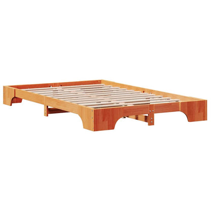 vidaXL Bed Frame Wax Brown 140 x 190 cm Solid Pine Wood