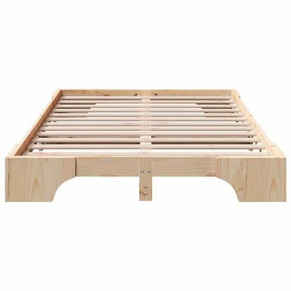 vidaXL Bed Frame Natural 135 x 190 cm Solid Pine Wood