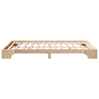 vidaXL Bed Frame Natural 135 x 190 cm Solid Pine Wood