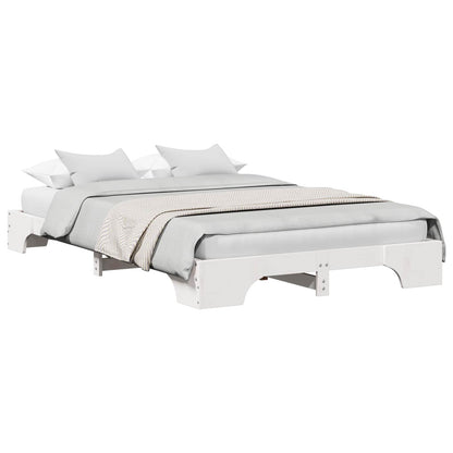 vidaXL Bed Frame White 135 x 190 cm Solid Pine Wood