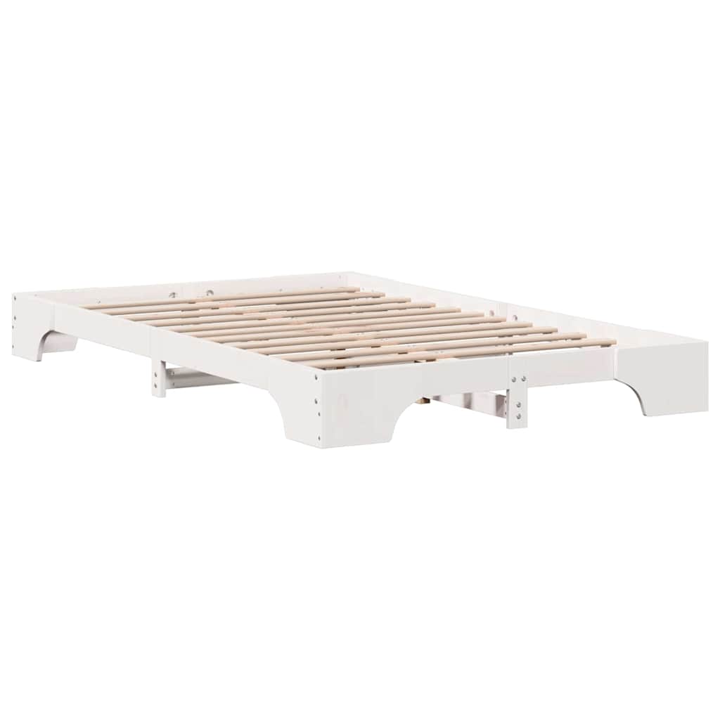 vidaXL Bed Frame White 135 x 190 cm Solid Pine Wood
