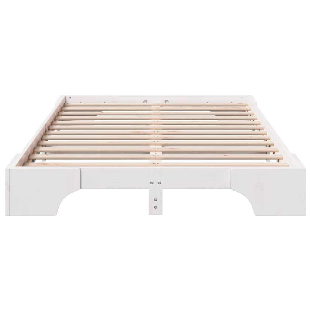 vidaXL Bed Frame White 135 x 190 cm Solid Pine Wood