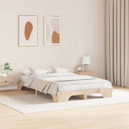vidaXL Bed Frame Natural 120 x 190 cm Solid Pine Wood
