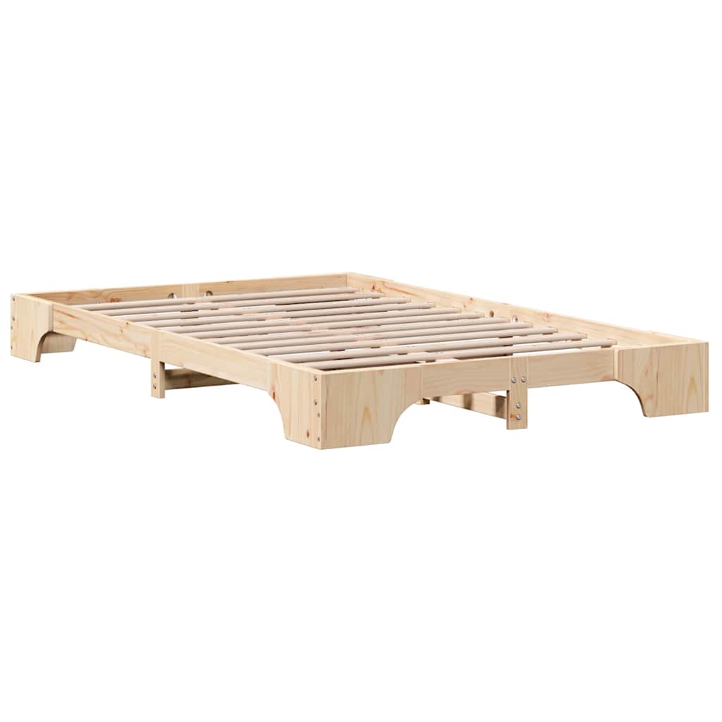 vidaXL Bed Frame Natural 120 x 190 cm Solid Pine Wood