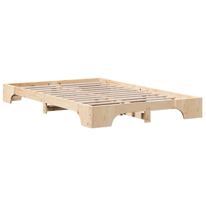 vidaXL Bed Frame Natural 120 x 190 cm Solid Pine Wood