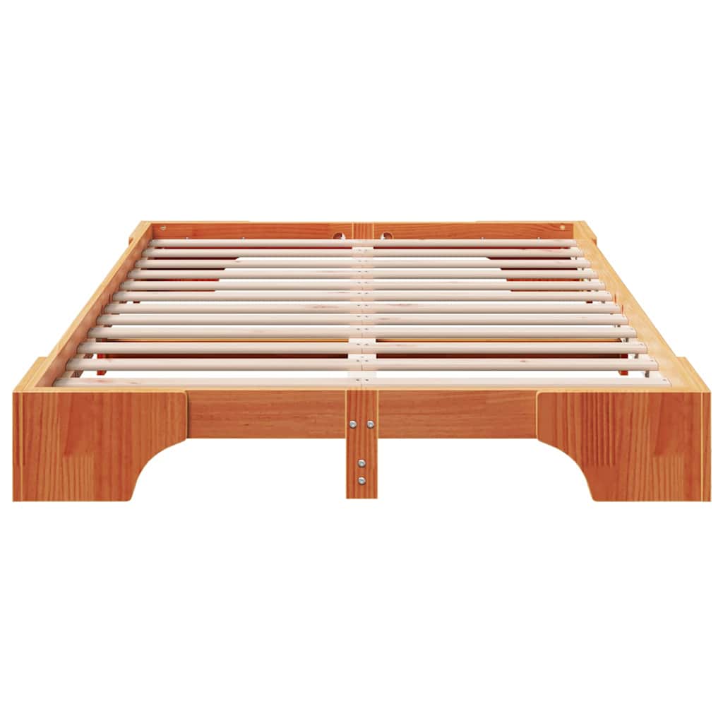 vidaXL Bed Frame Wax Brown 120 x 190 cm Solid Pine Wood