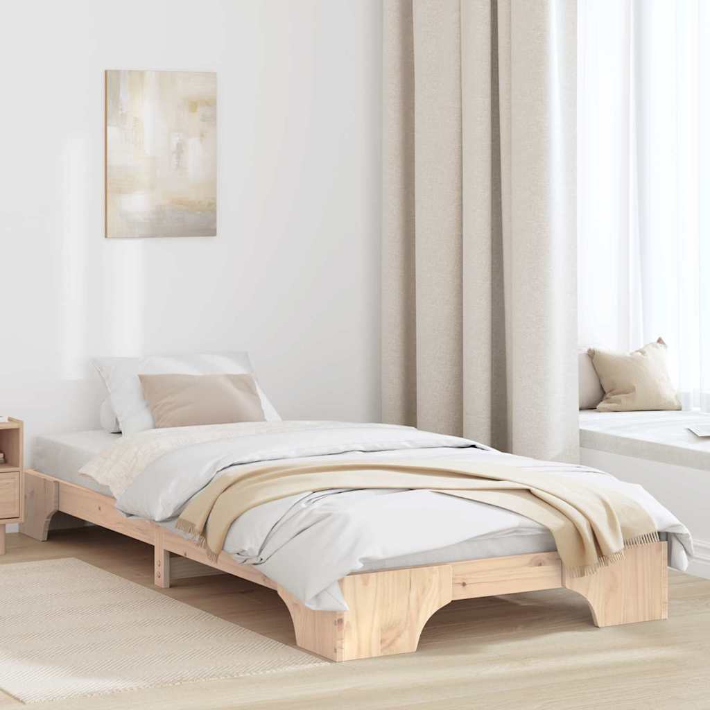 vidaXL Bed Frame Natural 100 x 200 cm Solid Pine Wood