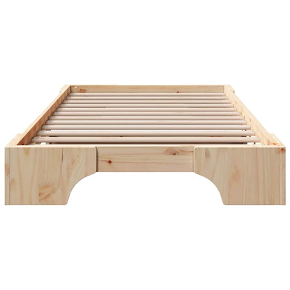 vidaXL Bed Frame Natural 100 x 200 cm Solid Pine Wood
