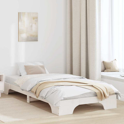 vidaXL Bed Frame White 100 x 200 cm Solid Pine Wood