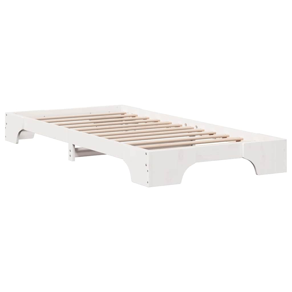 vidaXL Bed Frame White 100 x 200 cm Solid Pine Wood