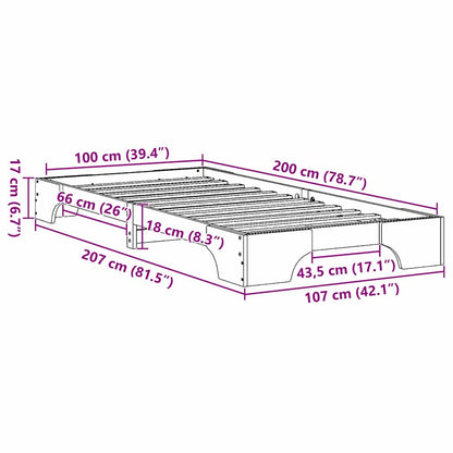 vidaXL Bed Frame White 100 x 200 cm Solid Pine Wood