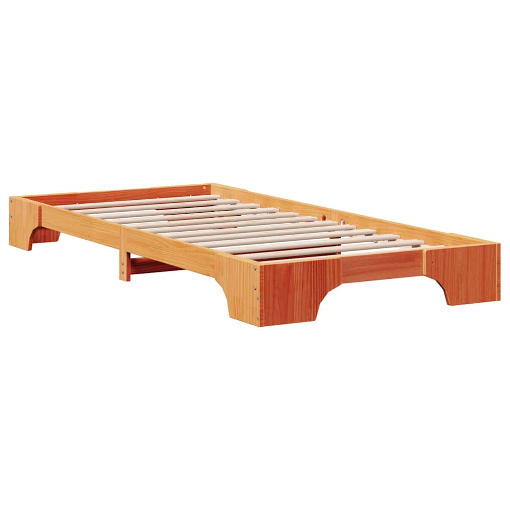 vidaXL Bed Frame Wax Brown 100 x 200 cm Solid Pine Wood