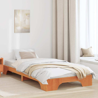 vidaXL Bed Frame Wax Brown 90 x 200 cm Solid Pine Wood