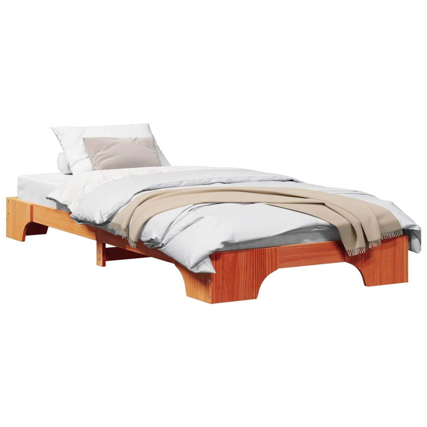 vidaXL Bed Frame Wax Brown 90 x 200 cm Solid Pine Wood