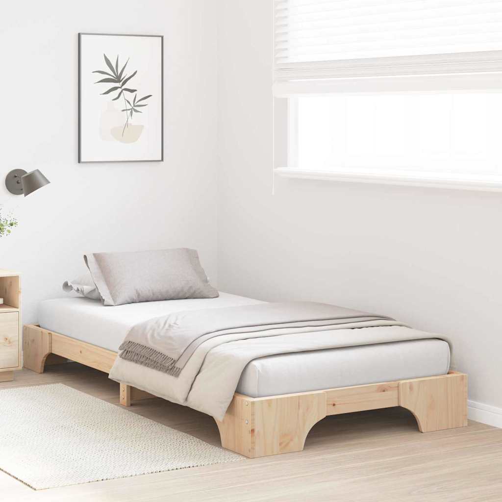 vidaXL Bed Frame Natural 90 x 190 cm Solid Pine Wood