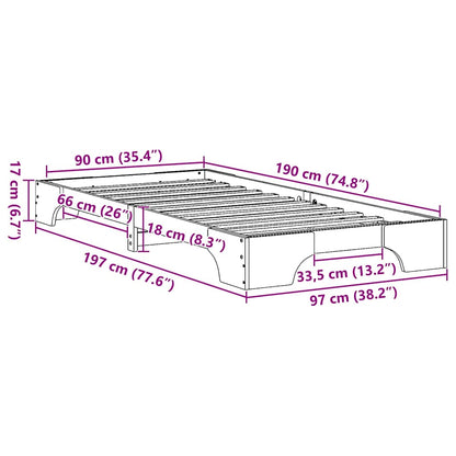 vidaXL Bed Frame White 90 x 190 cm Solid Pine Wood