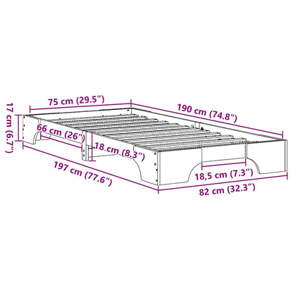 vidaXL Bed Frame Natural 75 x 190 cm Solid Pine Wood