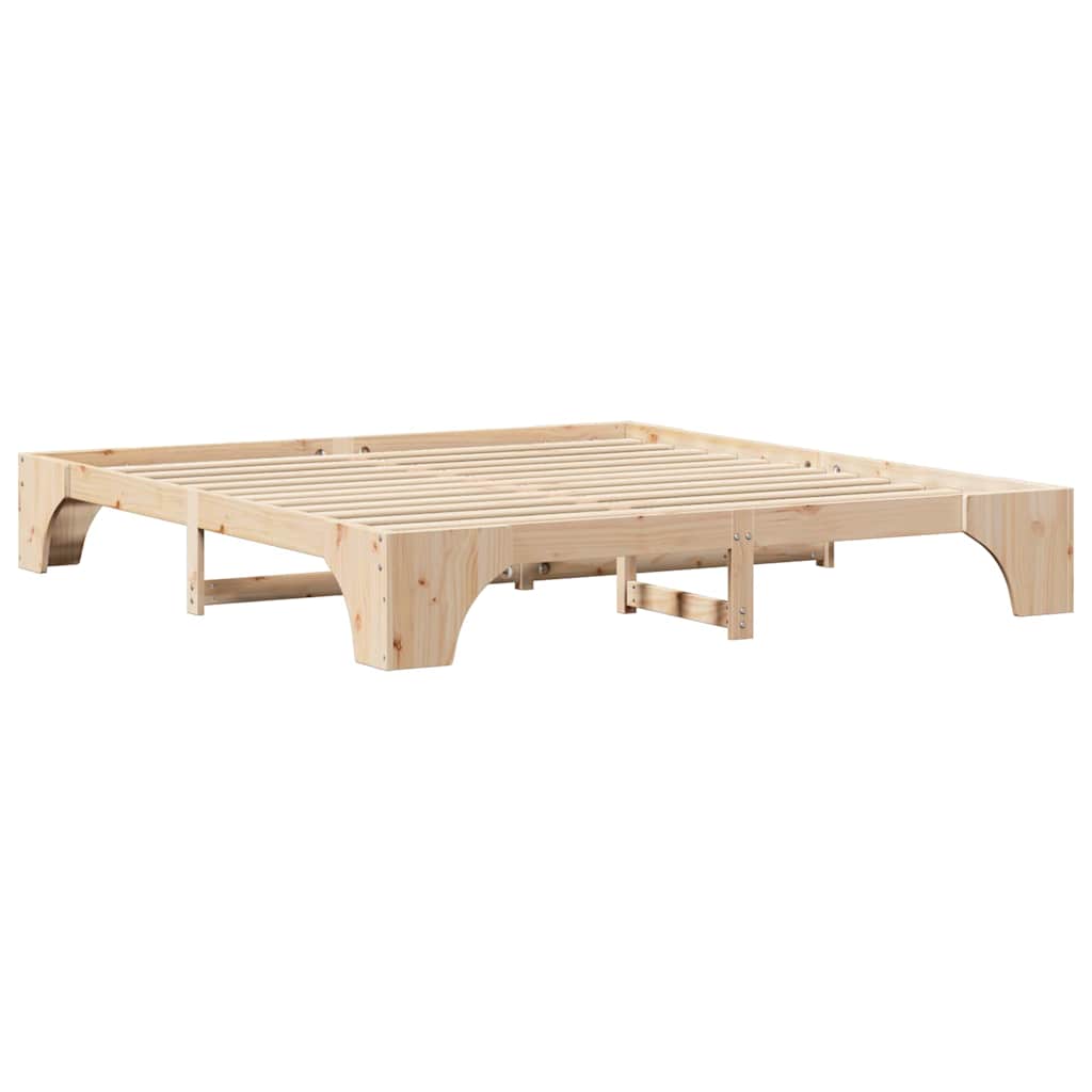 vidaXL Bed Frame Natural 200 x 200 cm Solid Pine Wood