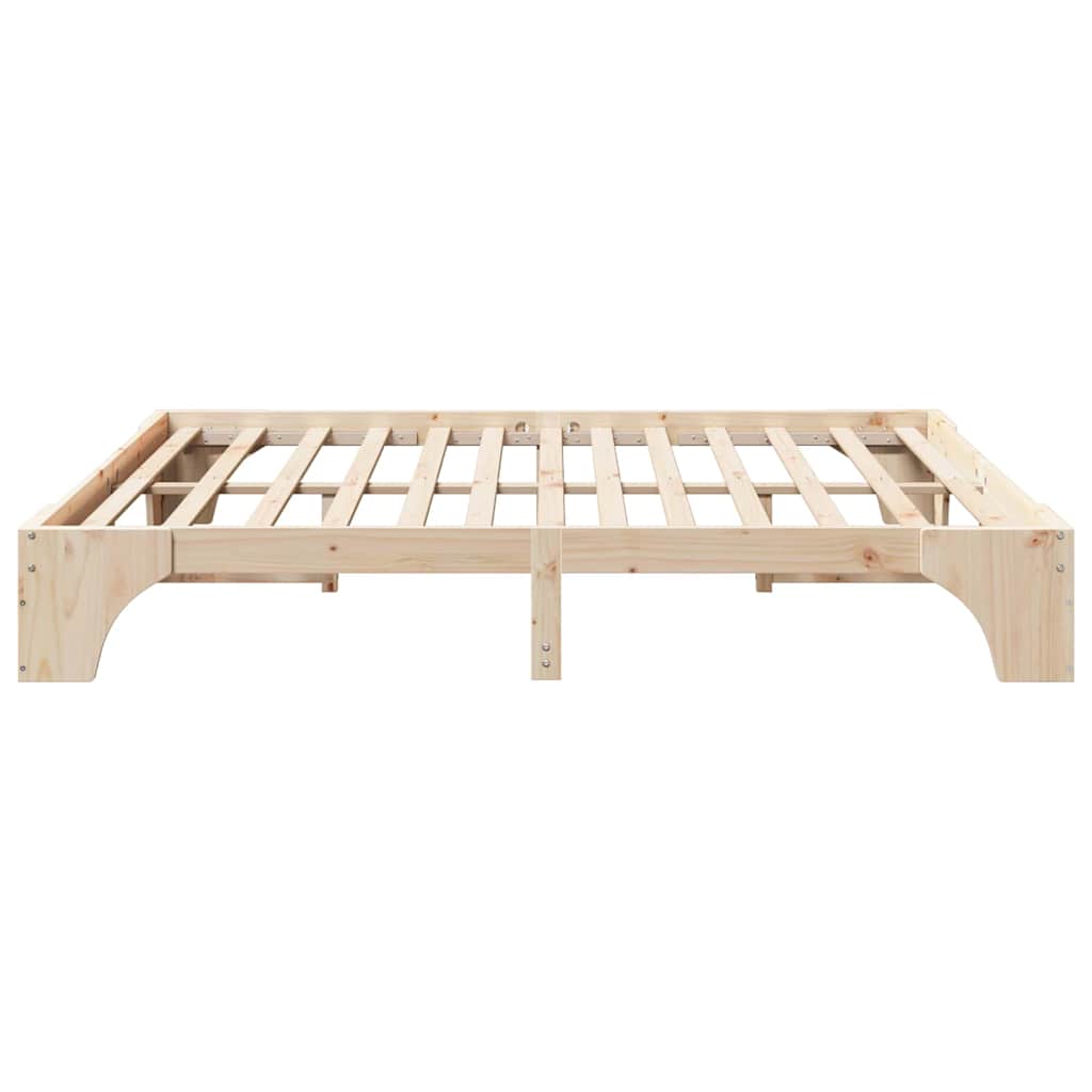 vidaXL Bed Frame Natural 200 x 200 cm Solid Pine Wood