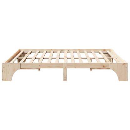 vidaXL Bed Frame Natural 200 x 200 cm Solid Pine Wood