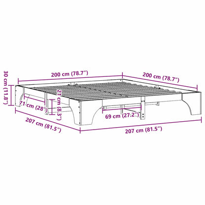 vidaXL Bed Frame Natural 200 x 200 cm Solid Pine Wood