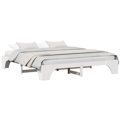 vidaXL Bed Frame White 200 x 200 cm Solid Pine Wood