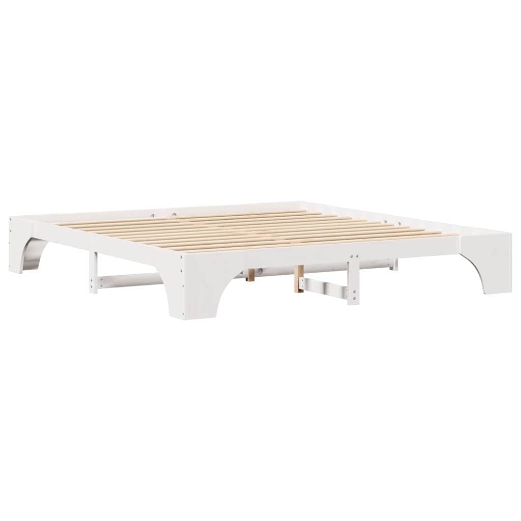 vidaXL Bed Frame White 200 x 200 cm Solid Pine Wood