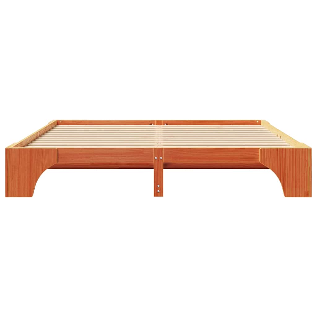 vidaXL Bed Frame Wax Brown 200 x 200 cm Solid Pine Wood