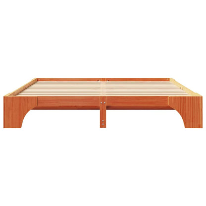 vidaXL Bed Frame Wax Brown 200 x 200 cm Solid Pine Wood