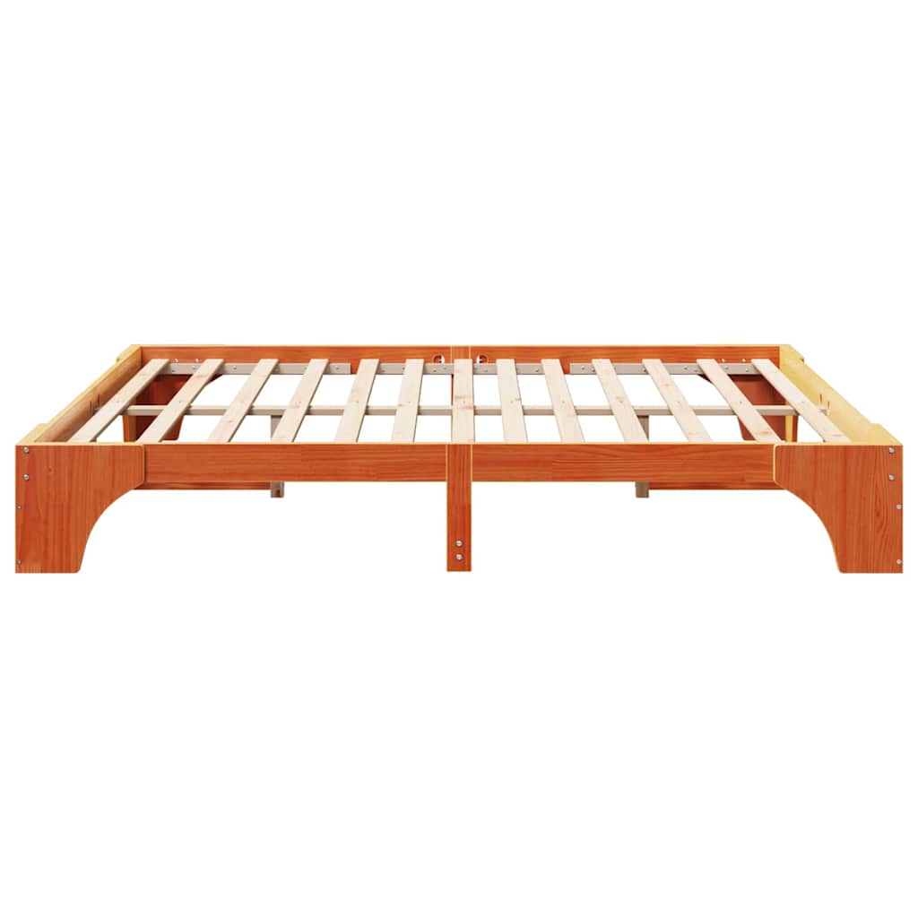 vidaXL Bed Frame Wax Brown 200 x 200 cm Solid Pine Wood