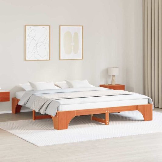 vidaXL Bed Frame Wax Brown 180 x 200 cm Solid Pine Wood
