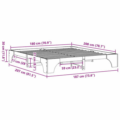 vidaXL Bed Frame Wax Brown 180 x 200 cm Solid Pine Wood