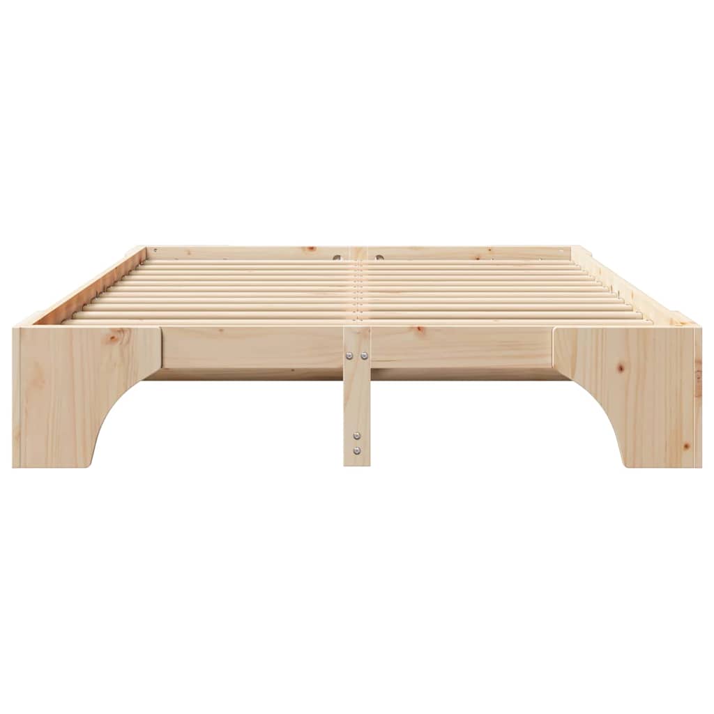 vidaXL Bed Frame Natural 160 x 200 cm Solid Pine Wood